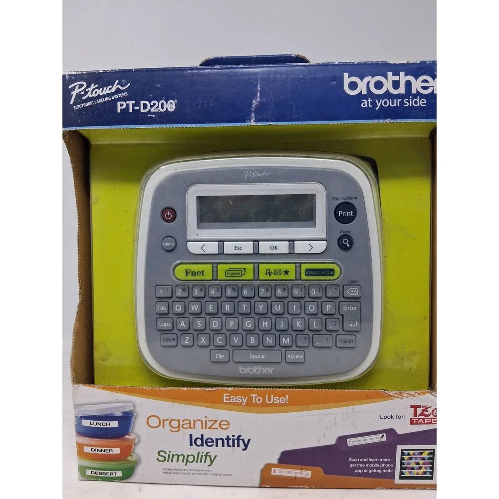 Brother P-Touch PT-D200 Electronic Labeling System Gray White TZe Tape Printer K
